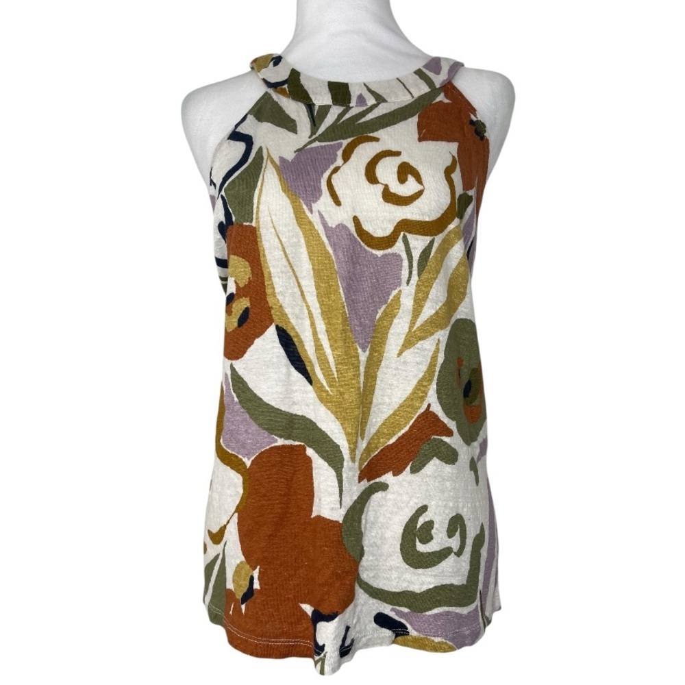 Rachel Zoe Multicolor Floral Tank Halter Top Sleeveless Linen Size 2X Casual